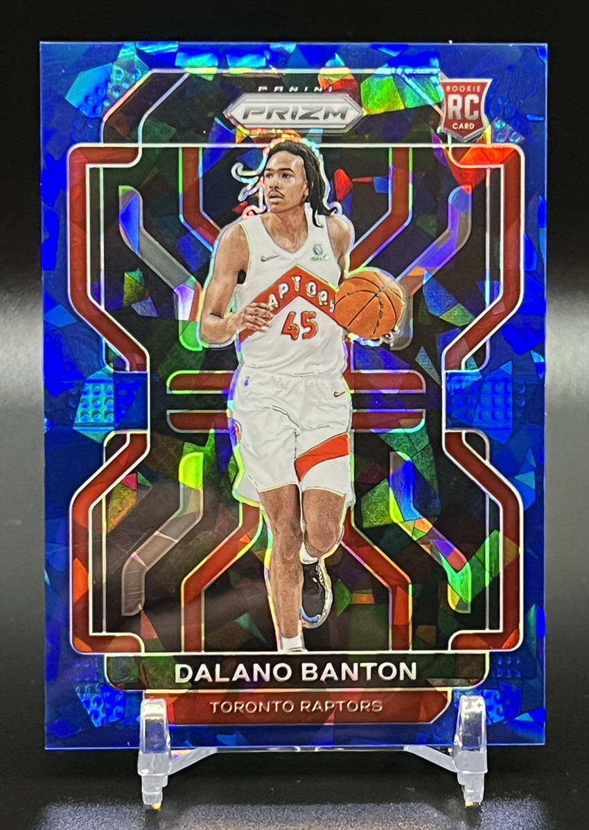 2021-22 Panini Prizm Dalano Banton Blue Cracked Ice Parallel RC #’d/125 Raptors