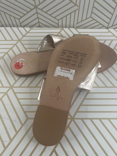 Anthropologie Monica Metallic Gold Leather Slide Sandals Size 7M - Picture 3 of 4