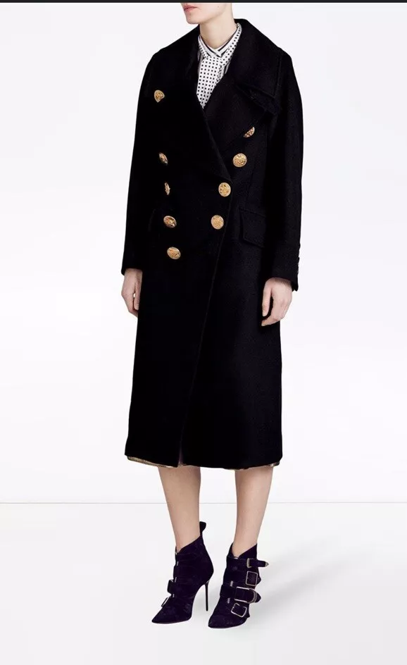 1500 Burberry Bird Button Cashmere Wool Blend Military Jacket