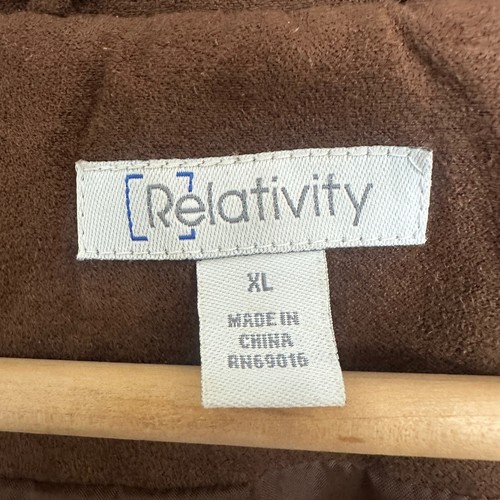 Relativity Vest Faux Suede Brown Quilted Padded Sleeveless Jacket Women XL - Picture 7 of 11
