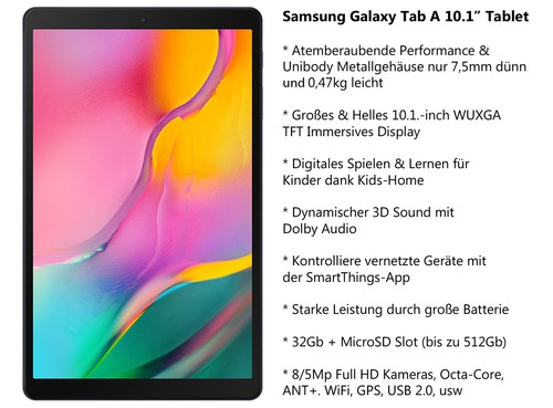 SAMSUNG Galaxy Tab A 10,1"  SM-T510 WiFi 32GB GPS NEUWERTIG Tablet inkl. MwSt - Picture 1 of 2