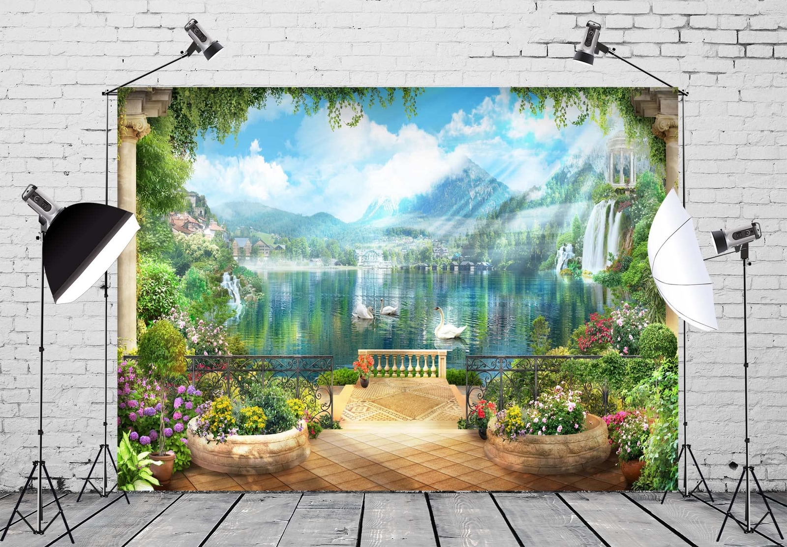 7x5ft Retro Garden Terrace Backdrop Balcony Scenery Photography Background Vi...
