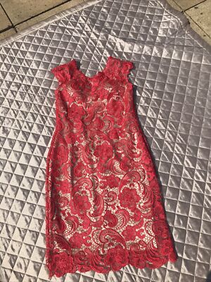 Libra Raspberry Red Over Champagne Lacey Dress Wedding