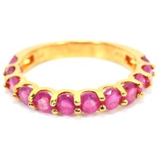 925 STERLING SILVE SWEET PINK RED RUBY ROUND CUT 3.5 MM. GEMSTONE RING SIZE 9.25