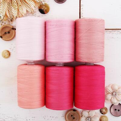 Threadart 100% Cotton Thread Set | 6 Pink Tones | 1000M (1100 Yards) Spools