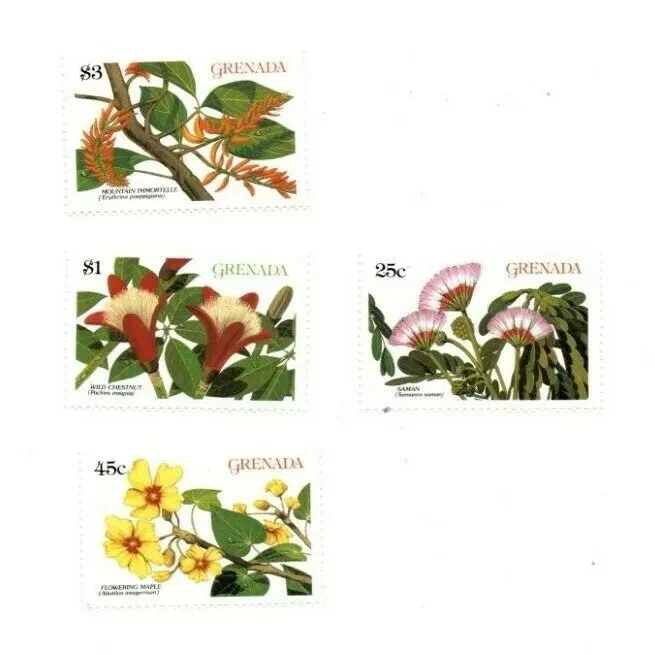 Grenada 1988 - Flowers - Set Of 8 Stamps - Scott #1651-58 - MNH - Image 3 of 3
