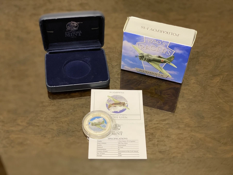 Cook Islands 2dollars Speed Jet 1930's Racers Polikarpov I-16 Aircraft coin 2006 - Image 3 of 4