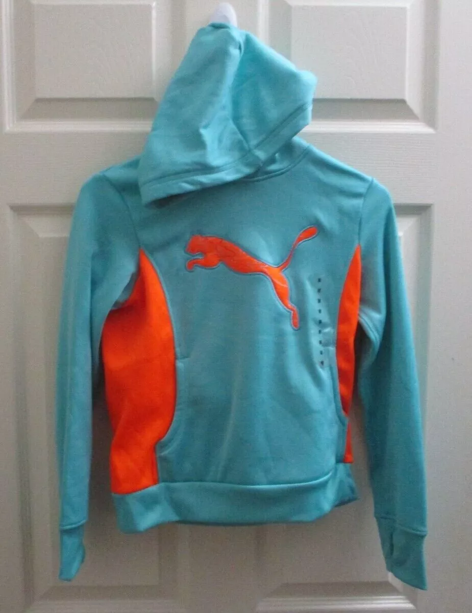 PUMA KIDS CAT HOODIE W THUMB HOLE BIG KIDS FASTER BLUE MED NWT