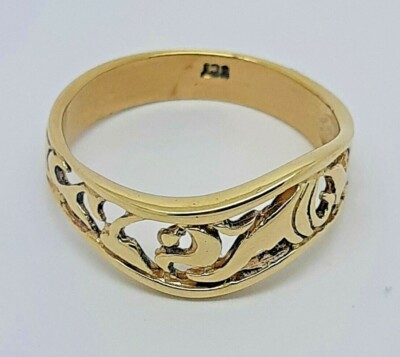 Filigree Wave Dress Ring size P 9ct Solid Yellow Gold | eBay Filigree Wave Dress Ring size P 9ct Solid Yellow Gold | eBay