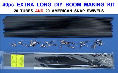 X-LONG DIY BOOM KIT 40pc 20 TUBES + 20 SNAP WIRBEL FÜR BOOT MEER ANGELSCHNUR RIGS
