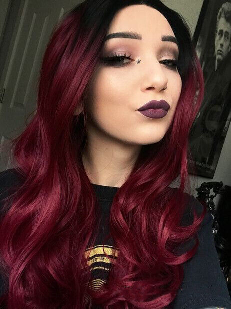 Long Burgundy 99J Ombre Dark Roots Wig Wave Synthetic Wigs Long Burgundy 99J Ombre Dark Roots Wig Wave Synthetic Wigs