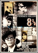8 1/2 Classico 1963 Federico Fellini Film Italiano Poster Vintage Stampa Arte Retrò