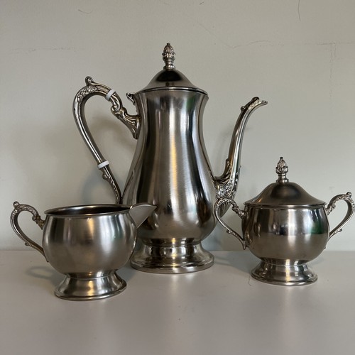Vintage Silverplate Kent Silversmith Coffee Tea Pot Set with Creamer