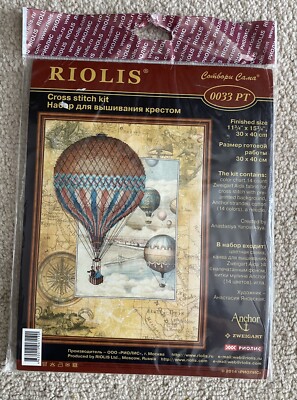 Riolis Cross Stitch Kit Hot Air Balloons NOS
