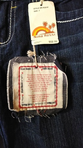 Nina Rossi Women's Sz 7 Stretch Denim Jeans Indigo Wash Distressed New With Tags - Picture 6 of 10