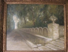 "Villa D'Este Gardens" 24 x 36 Original Oil Landscape Painting Impressionism 