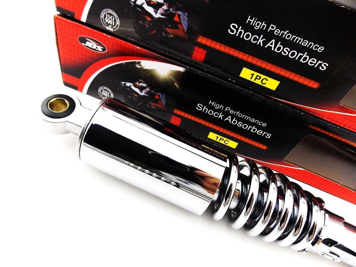 JBS Chrome Rear Shock Absorbers 325mm Eye-to-Eye – Yamaha RD350, JBS325EE042-Y2