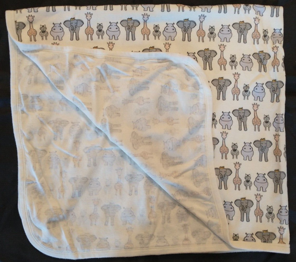 HB Hudson Baby Blanket Safari Animals Beige 100% Cotton Crib