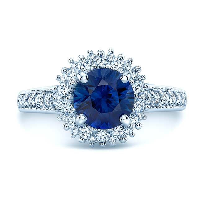 14k Ll S Sapphire Diamond Starburst Ring Blue Sapphire Diamond