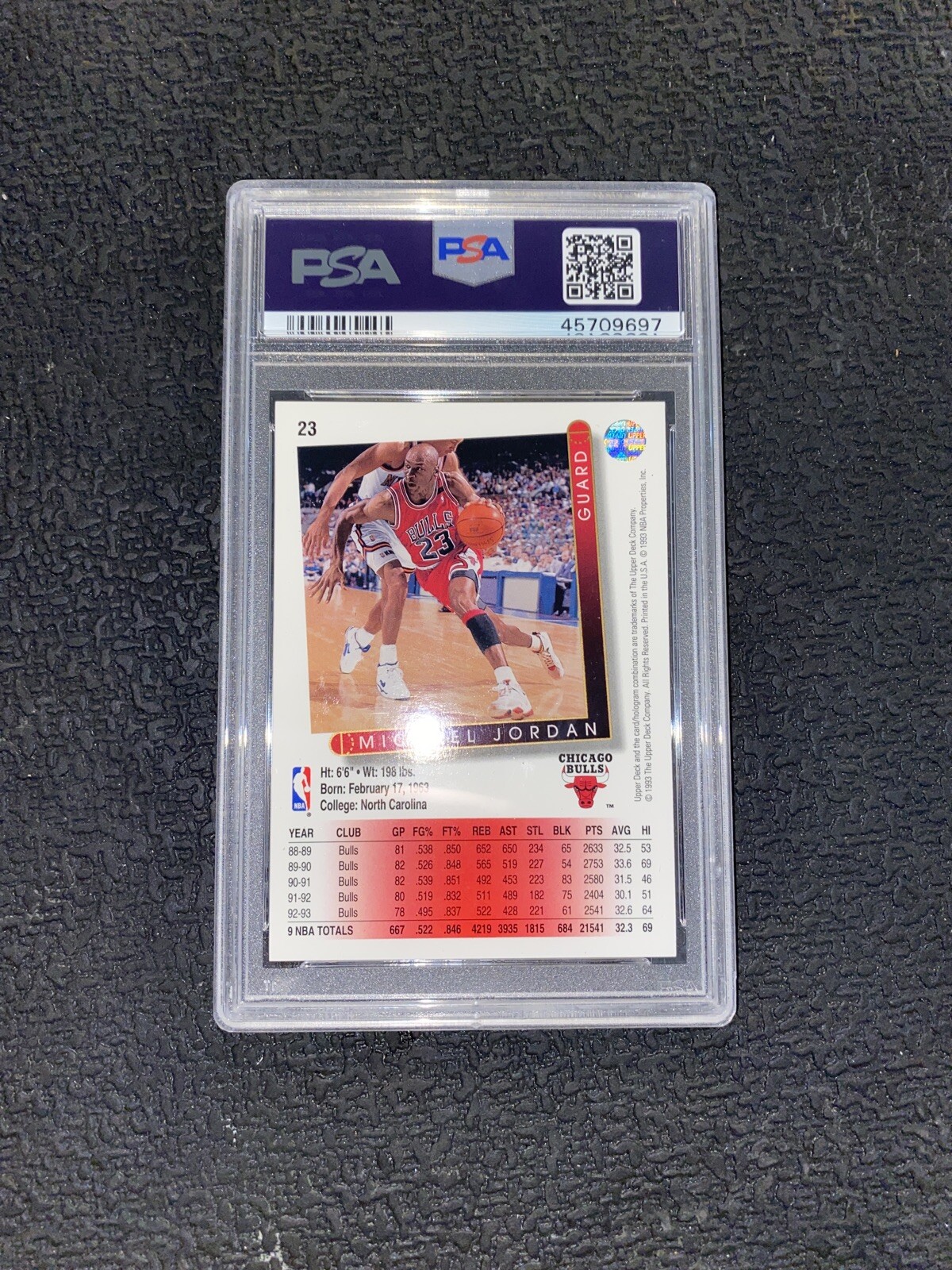 Michael Jordan Card PSA 6 Upper Deck 1993 Vintage Basketball #23 Chicago Bulls view 7
