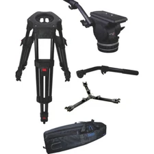 New Cartoni Focus 18 Fluid Head w/ H602 Tripod Legs, Mid Spreader & 2nd Pan Bar