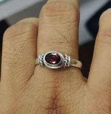 Garnet Ring Solid 925 Sterling Silver Cut Red Garnet Gemstone All Size MO