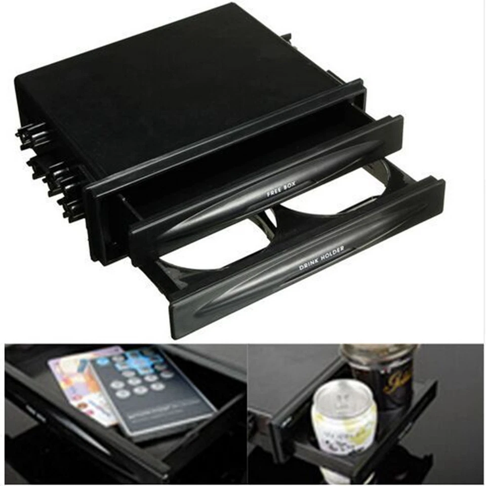 Double 2 Din Dash Radio Installation Pocket Cup Holder Storage Box For Car SUV  - Image 2 of 4