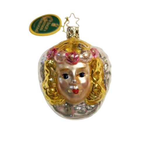 Inge Glas Christmas Ornament Angel Face 3″ Glossy Germany Glass Inges Heirlooms - Picture 1 of 9