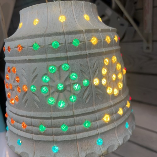 Vintage Lawnware 237 Small 7" Beige Beaded Patio Hanging Lamp Light Camping RV - Picture 2 of 13