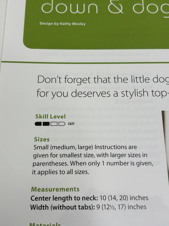 Down & Doggie Dog Sweater Knitting Pattern Easy Small-Large Pages from Book - Image 2 of 3