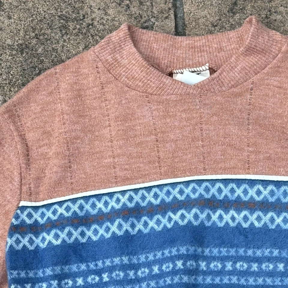 VTG 80s V Jr. Pullover Sweater Top Pink Blue Fair Isle Print Soft Knit USA M NOS - Image 4 of 4