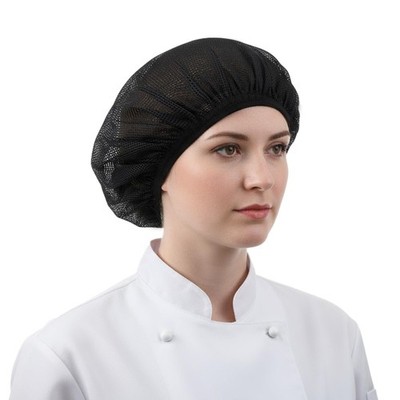 10 Pcs Black Chef Hats, Unisex Elastic Mesh Cooking Caps, Reusable Food Servi...