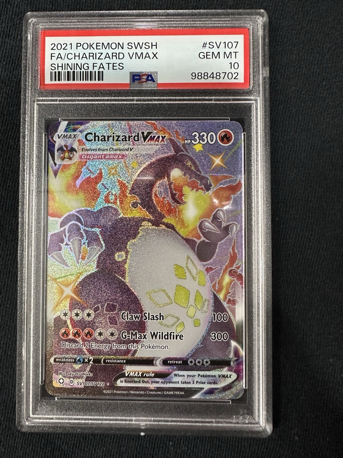 PSA 10 Charizard VMAX SV107/SV122 Full Art Shining Fates 2021 Pokemon