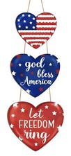 Wooden 4th of July Decoration Door Wreath for Front Door Sign Star Wall Signs, I