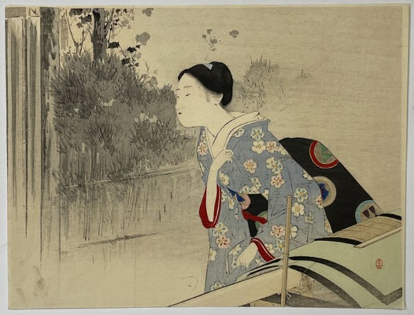Original Japanese Woodblock Print Kuchi e Mizuno Toshikata 1898 Meiji Era
