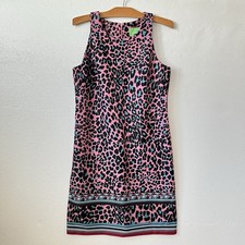 PAPPAGALLA Womens 8 Animal Print Dress Bright Vacation Stretch Pink Pearl Multi