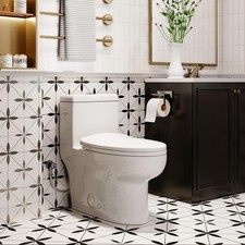HOROW One Piece Toilet White Ceramic Elongated Bowl Dual Flush / Single Flush