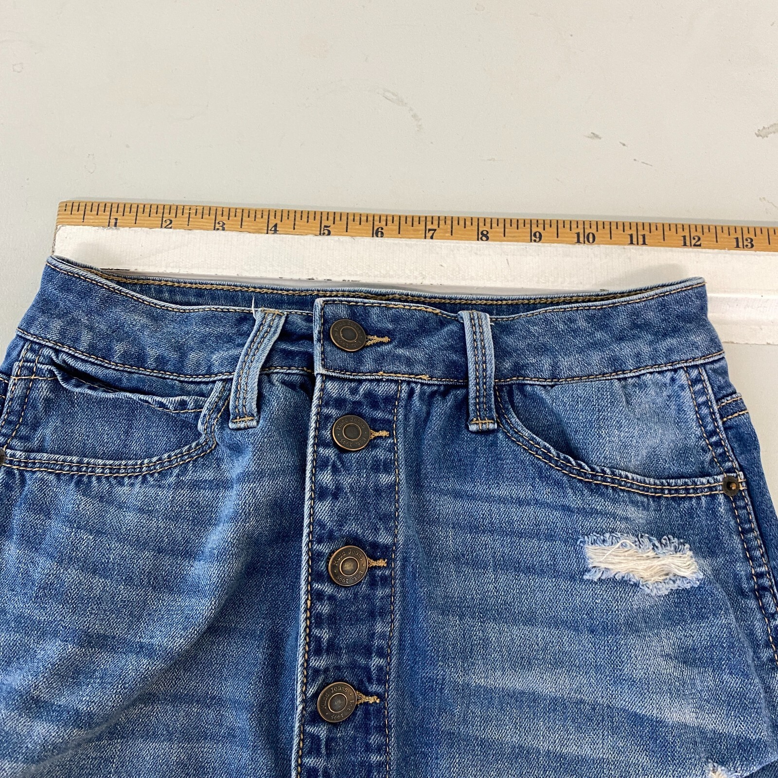 Mudd FLX Stretch Button Front Denim Jean Mini Ski… - image 7