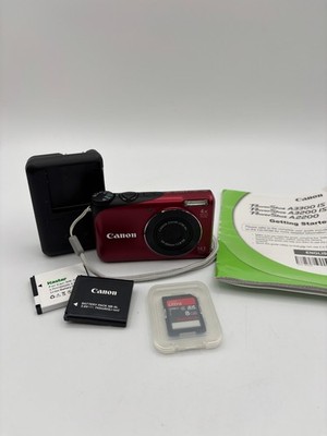 Canon PowerShot A2200 14.1MP Digital Camera Red w/ 4x Zoom Bundle Tested