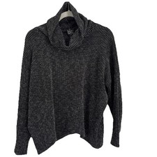 Clara Sun woo Top Grey & Black Striped Boxy Ribbed Turtleneck Size Medium