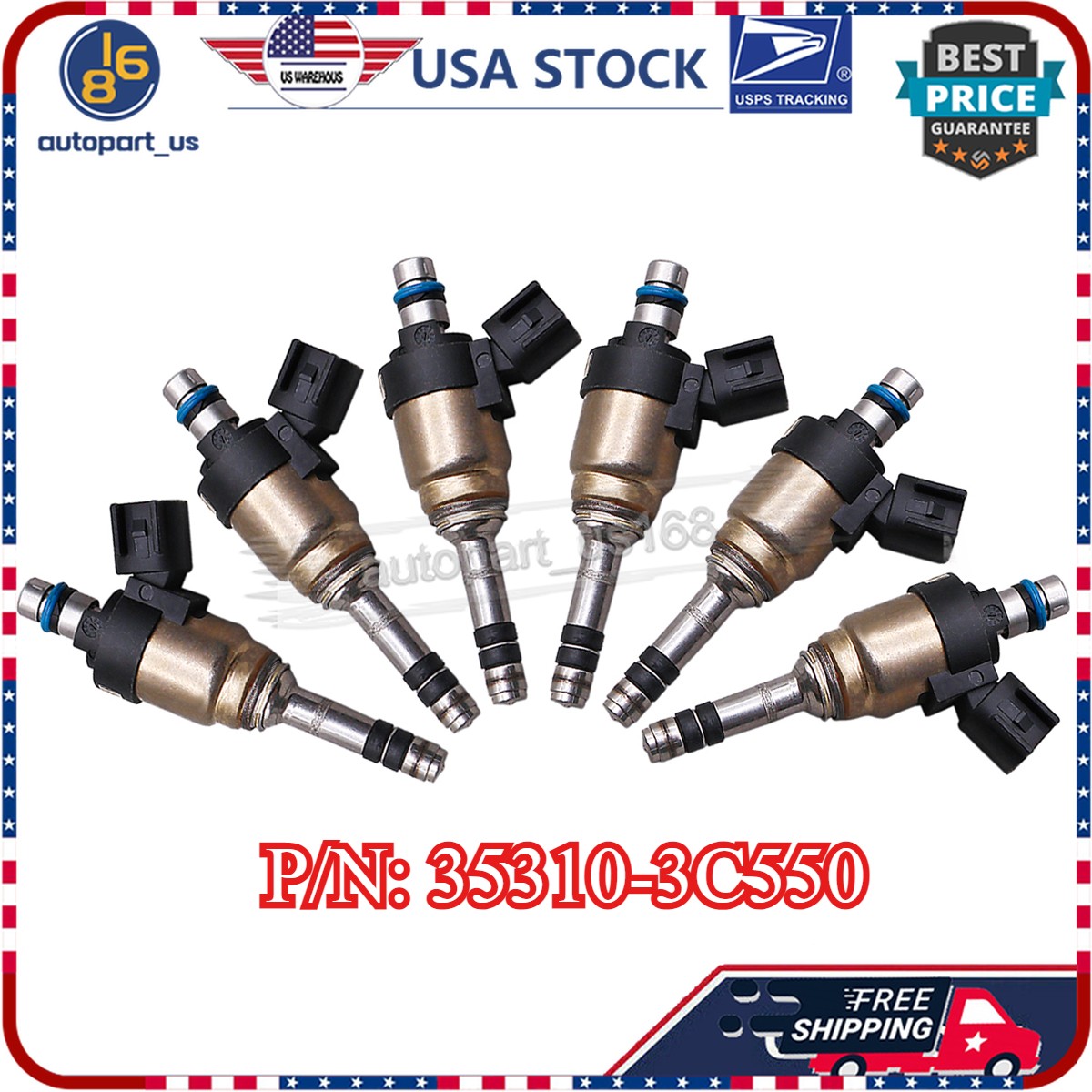 (6) 35310-3C550 Fuel Injectors Gas For 2014-2015 Kia Sorento Cadenza 3.3L V6 US