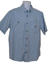 Carhartt Rugged Flex Relaxed Fit Button Down Short Sleeve Shirt Blue men's Large