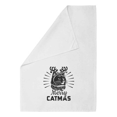 Geschirrtuch/Geschirrtuch 'Festive Merry Catmas' weiß Baumwolle (TW00074869)