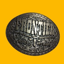 VINTAGE 1970s Western BELT BUCKLE FRONTIER HOTEL  LAS VEGAS  CASINO GAMBLING