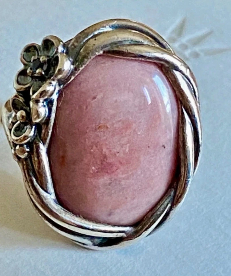 Pandora Wanda's Garden Oval Rhodonite Flower Ring Size 52 RARE! 190847RNI Wanda - Imagen 2 de 4