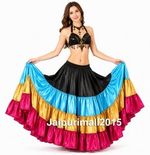 Satin 25 Yard Skirt 4 Tiered Gypsy Flamenco Skirt Tribal Belly Dance FCBD ATS