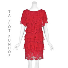 TALBOT RUNHOF Red Lace Holiday Party Dress SIZE 6 NWT