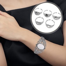 5 Pcs Bezel Tray Bangle Blank Cuff Bracelet Oval Jewelry Making Bezels