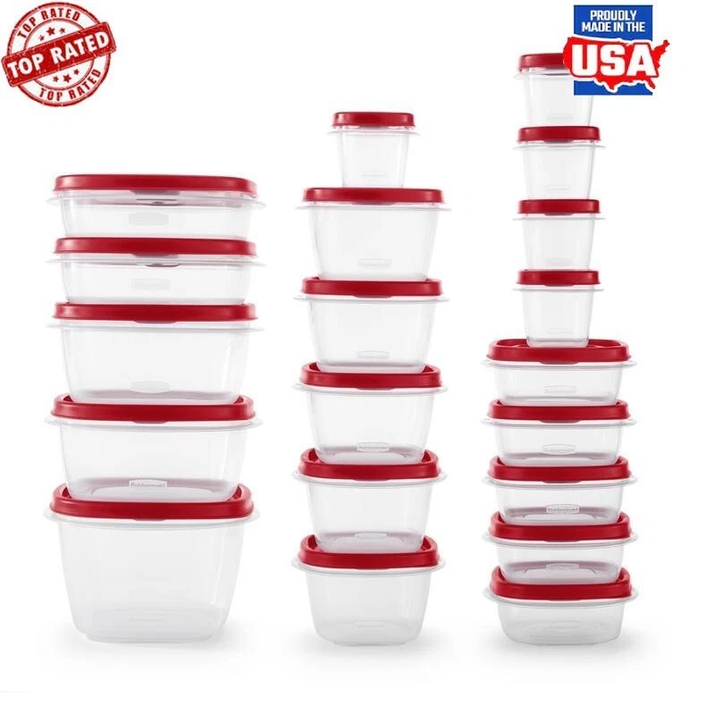 40 Piece Food Storage Containers Stackable Box with Vented Lids Variety Set Red