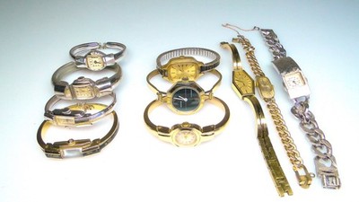 Vint 10 Watch Lot Neiman Marcus Bulova Borel Wakmann Heyworth Diantus